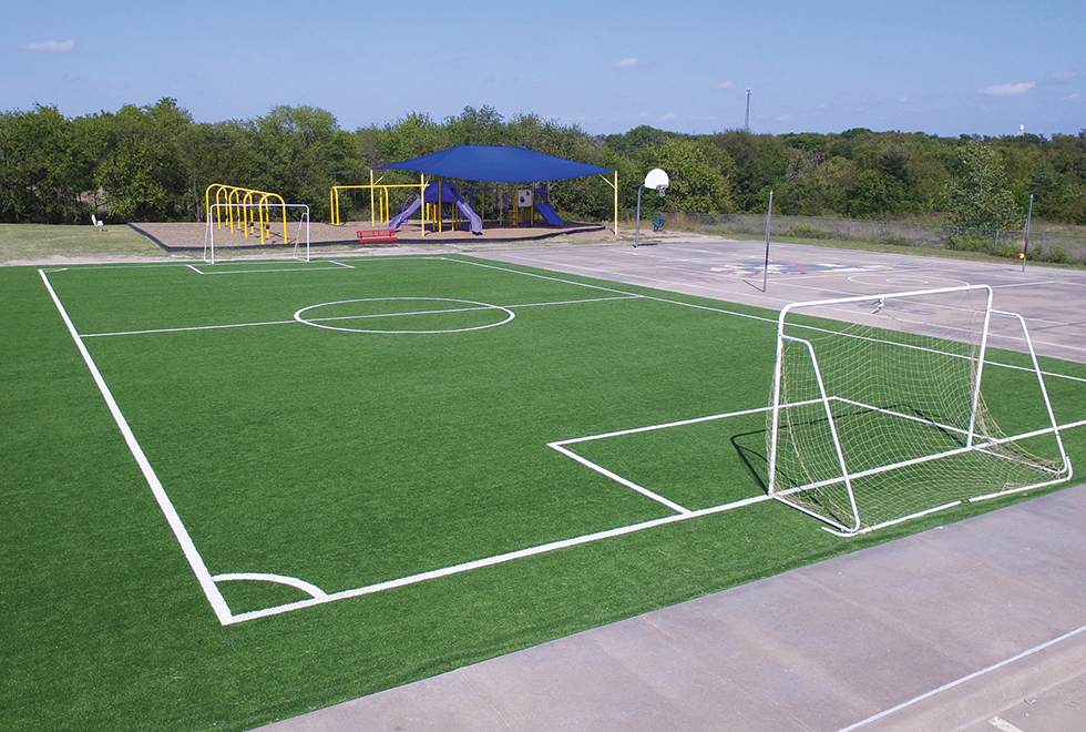 Sue E. Rattan Elementary school in Anna ISD has a new Kickabout mini-pitch soccer field play surface built by Hellas Construction